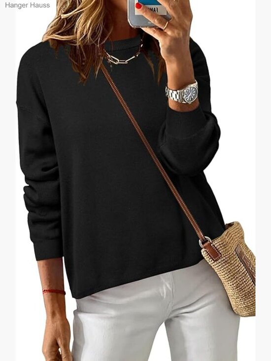 Tops - 100% Cotton Relaxed Fit Sweatshirt Top Crew Neck Long Sleeve Pullover